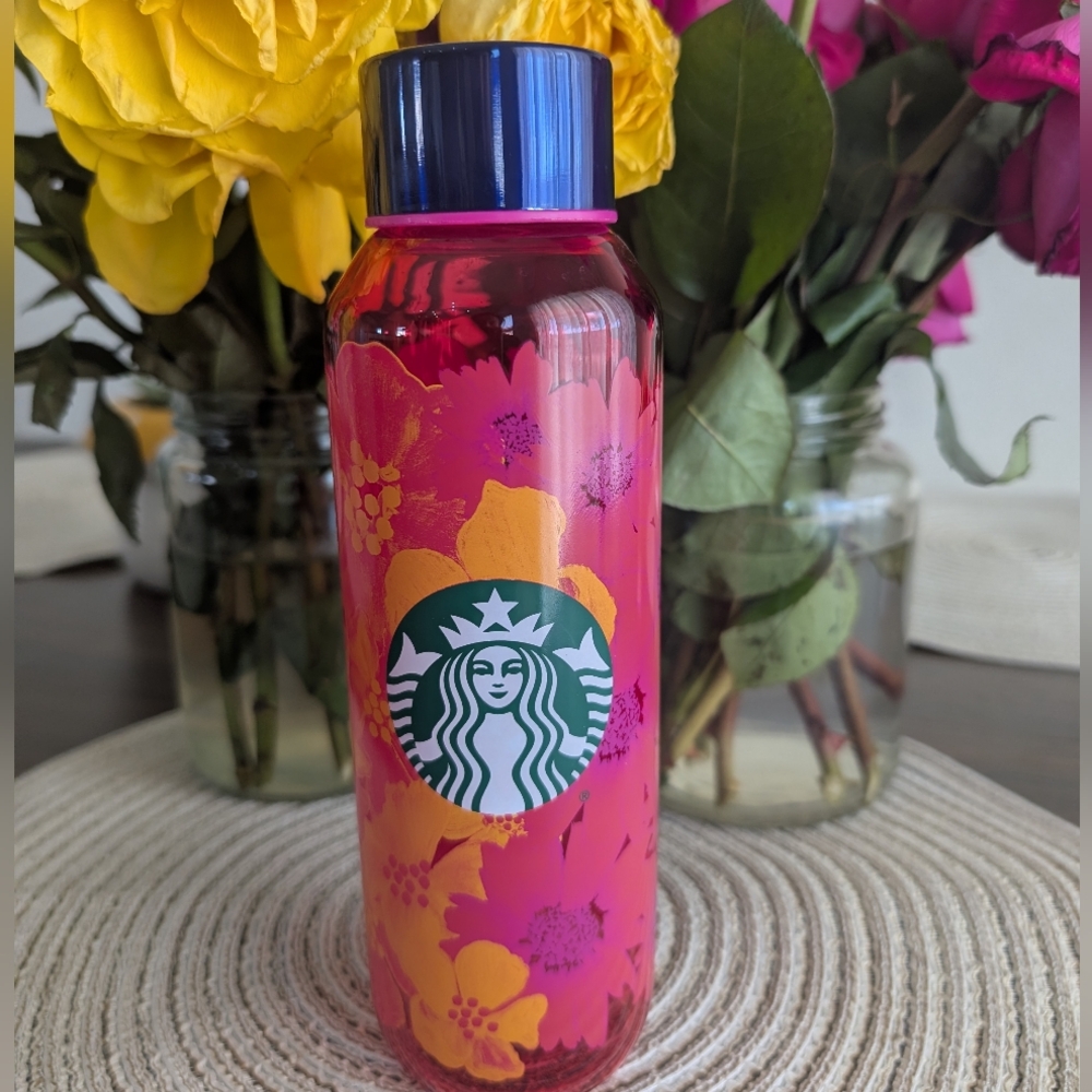 Starbucks Vibrant Pink and Yellow Floral Bottle